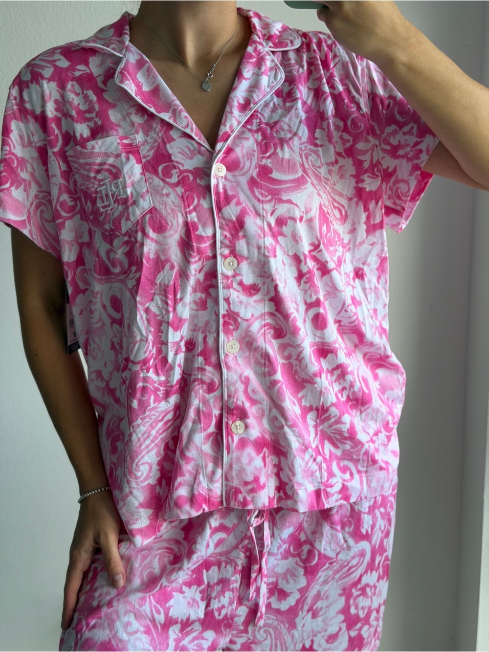 Ralph Lauren Women's Pink Floral Short Pajama Set - Picture 4 of 8
